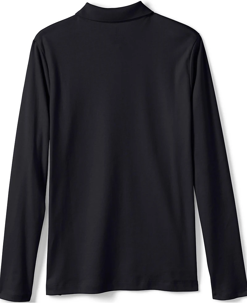 Lands' End Girls School Uniform Long Sleeve Feminine Fit Interlock Polo Shirt
