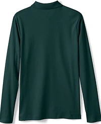 Lands' End Girls School Uniform Long Sleeve Feminine Fit Interlock Polo Shirt