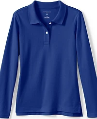 Lands' End Girls School Uniform Long Sleeve Feminine Fit Interlock Polo Shirt