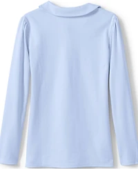 Lands' End Girls School Uniform Long Sleeve Peter Pan Collar Polo Shirt