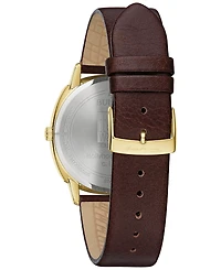 Bulova Men's Frank Lloyd Wright Hollyhock House Brown Leather Strap Watch 39mm