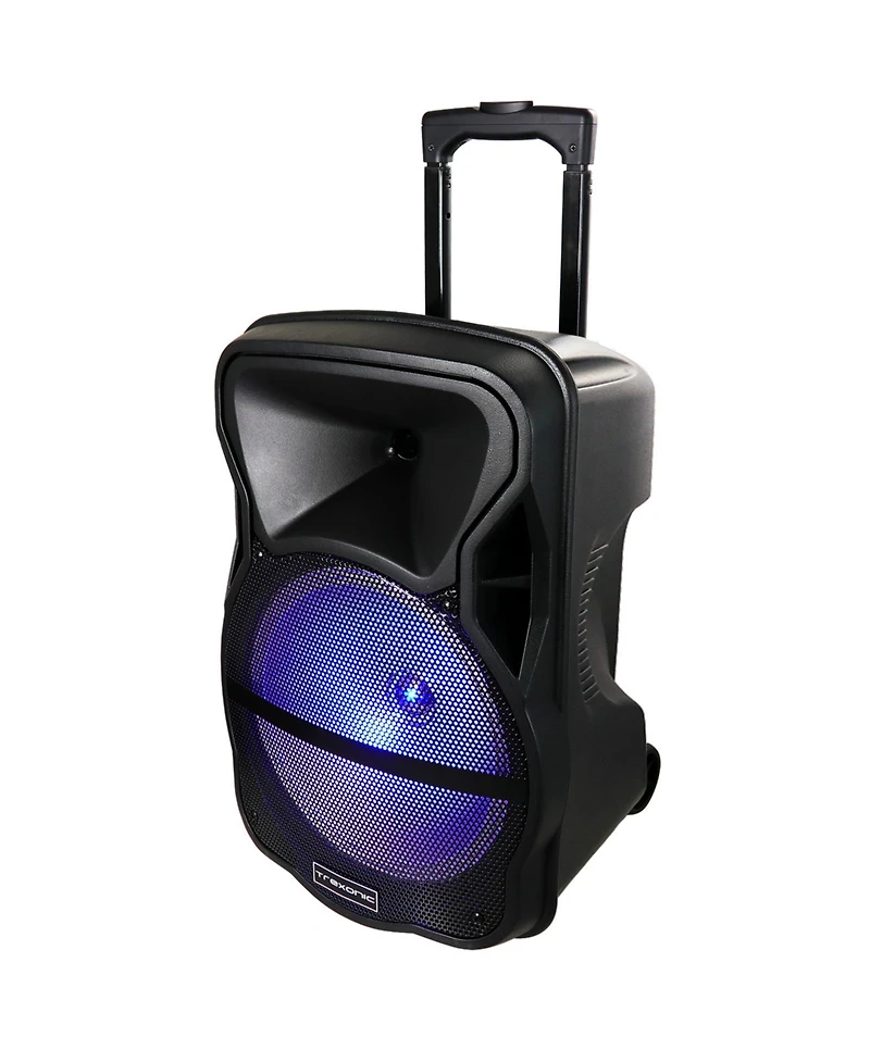 Trexonic Combination 12 Inch Bluetooth Portable Speaker and Tripod Stand with Reactive Lights, Fm Radio and Usb/Tf Inputs