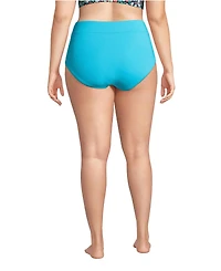 Lands' End Plus Tummy Control High Waisted Bikini Swim Bottoms