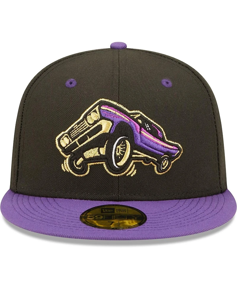 Men's New Era Black, Purple Lowriders De Fresno Copa La Diversion 59FIFTY Fitted Hat