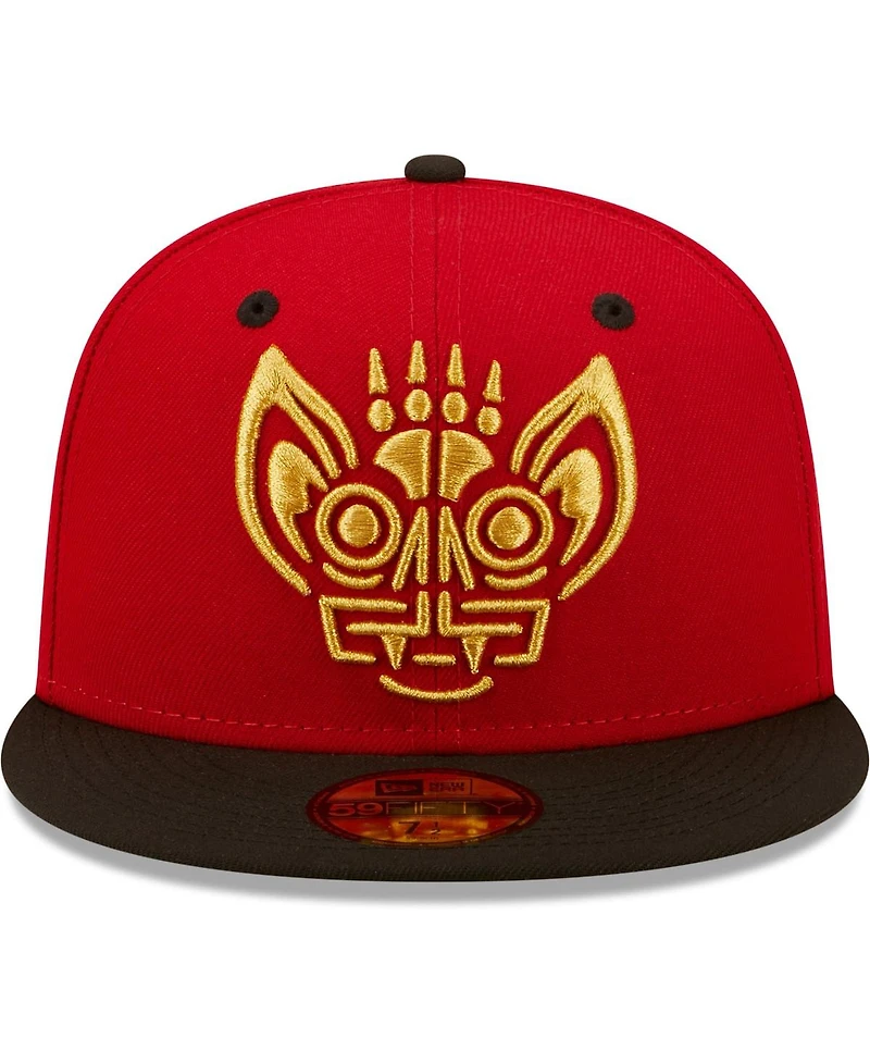 Men's New Era Red, Black Murcielagos De Louisville Copa La Diversion 59FIFTY Fitted Hat