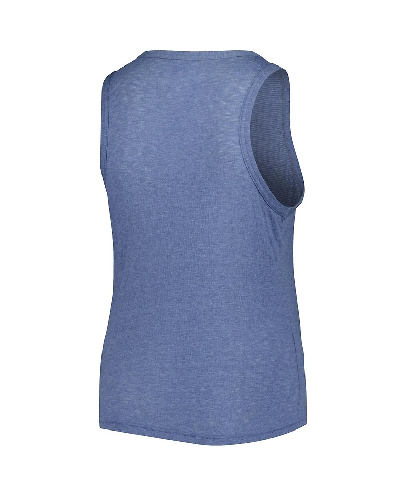 Women's Soft As A Grape Navy Atlanta Braves Plus Size High Neck Tri-Blend Tank Top
