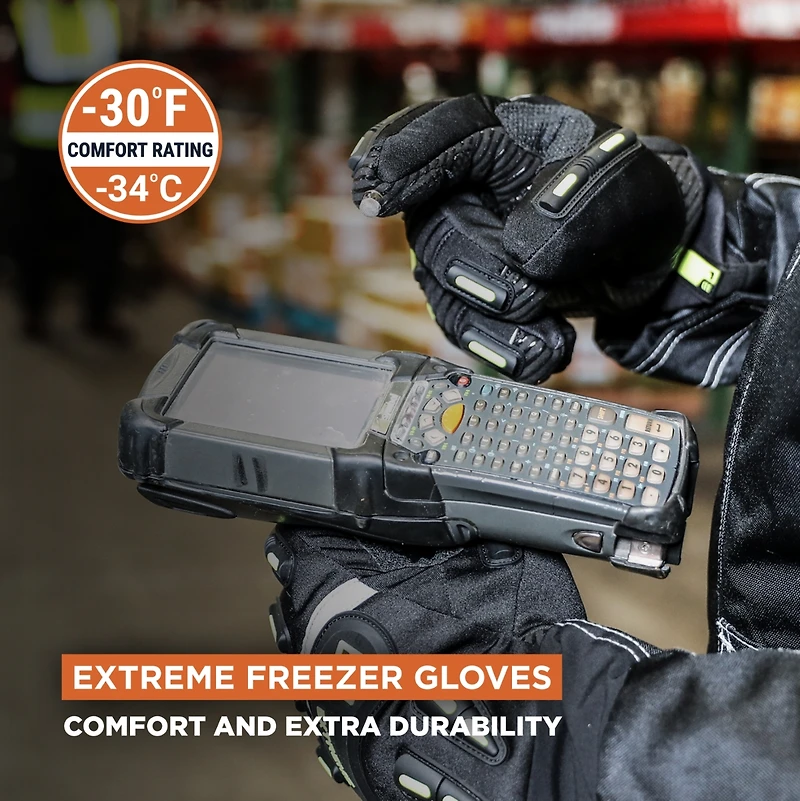 RefrigiWear Men's Extreme Freezer Gloves with Touch-Rite Nib - Insulated, Impact Protection, Touchscreen Compatible Work for -30°F