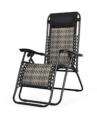 Patio Rattan Zero Gravity Lounge Chair Folding Recliner