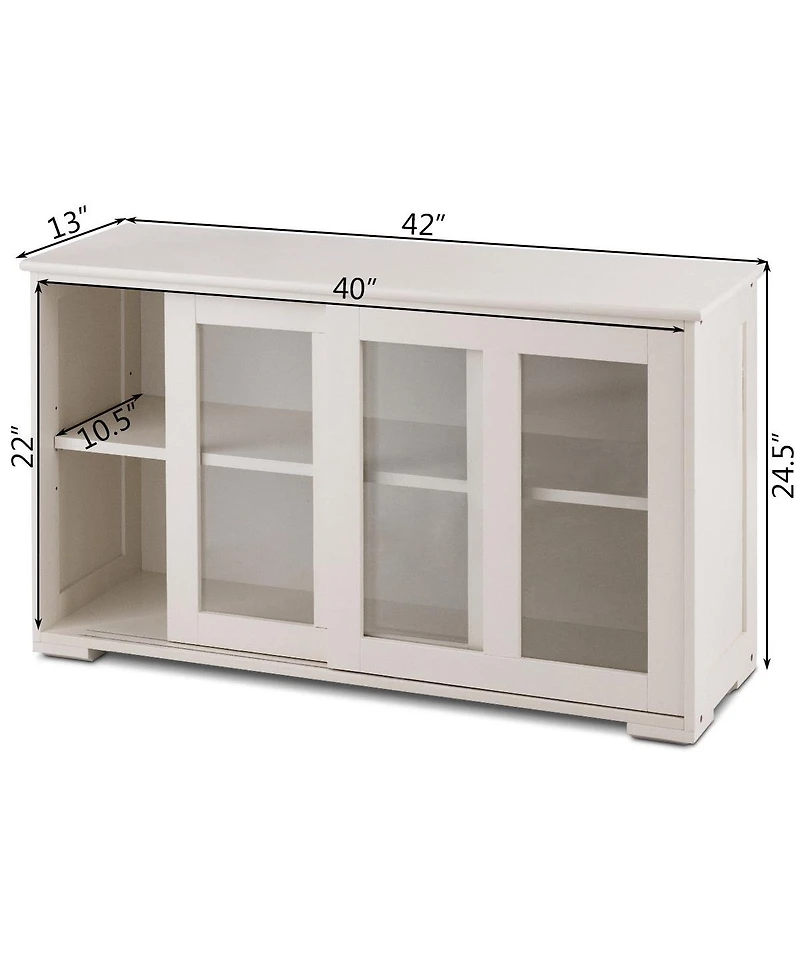 Storage Cabinet Sideboard Buffet Cupboard Glass Sliding Door