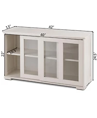 Storage Cabinet Sideboard Buffet Cupboard Glass Sliding Door