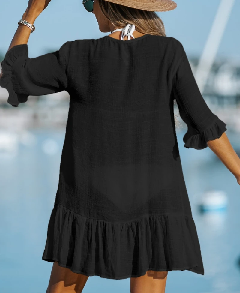 Cupshe Women's Aubree Ruffled Swim Cover-Up Dress