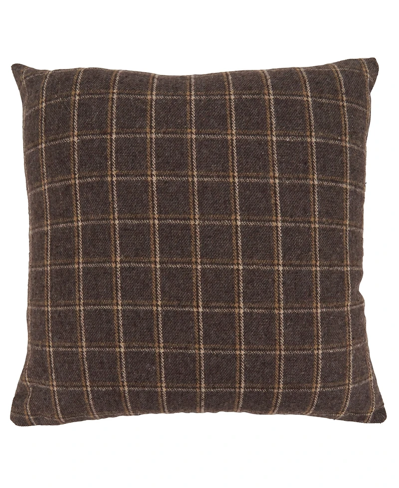 Saro Lifestyle Reindeer Plaid Decorative Pillow, 18" x 18"