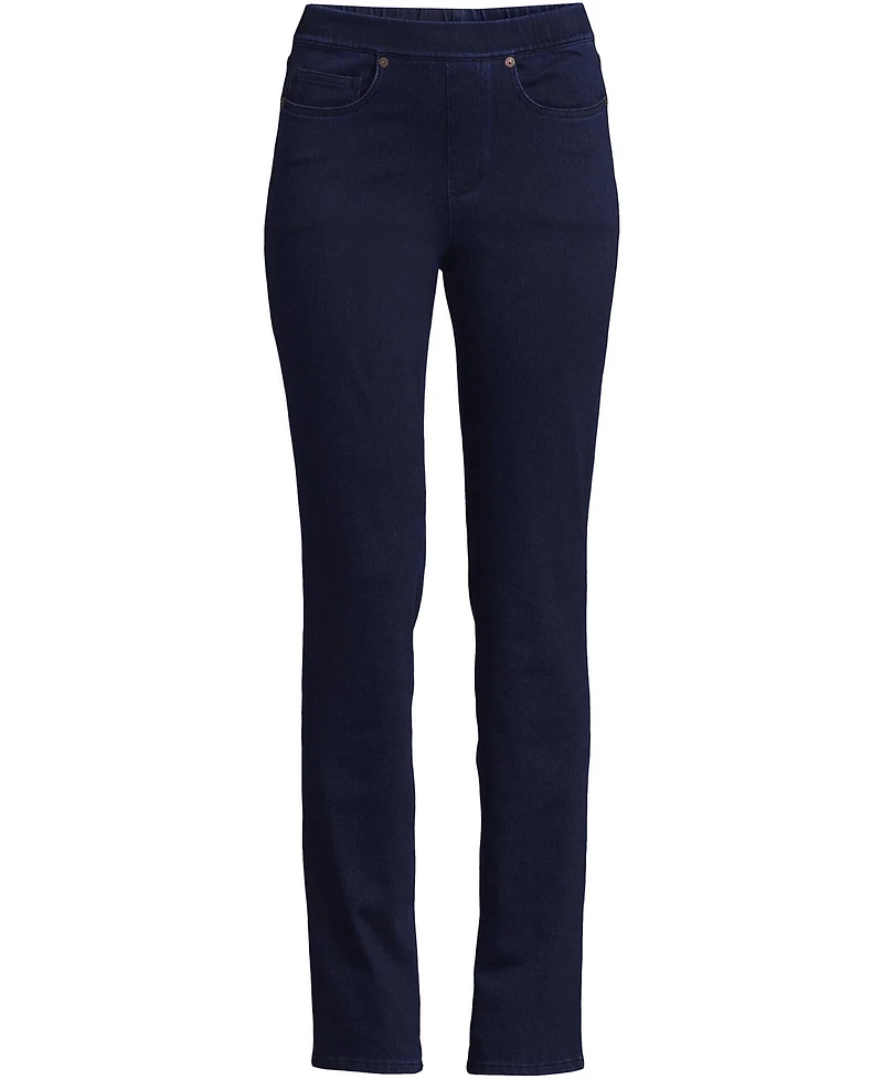 Lands' End Women's Starfish High Rise Knit Denim Straight Jeans