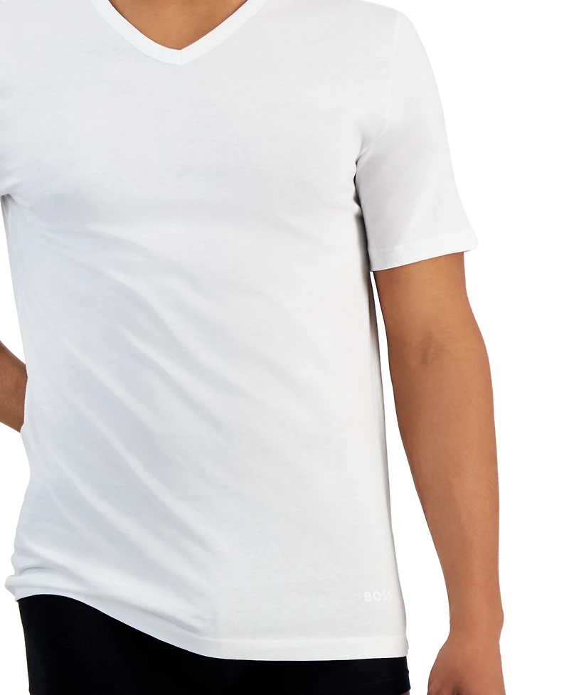 Hugo by Boss Men's 5-Pack Authentic Solid Cotton V-Neck T-Shirts