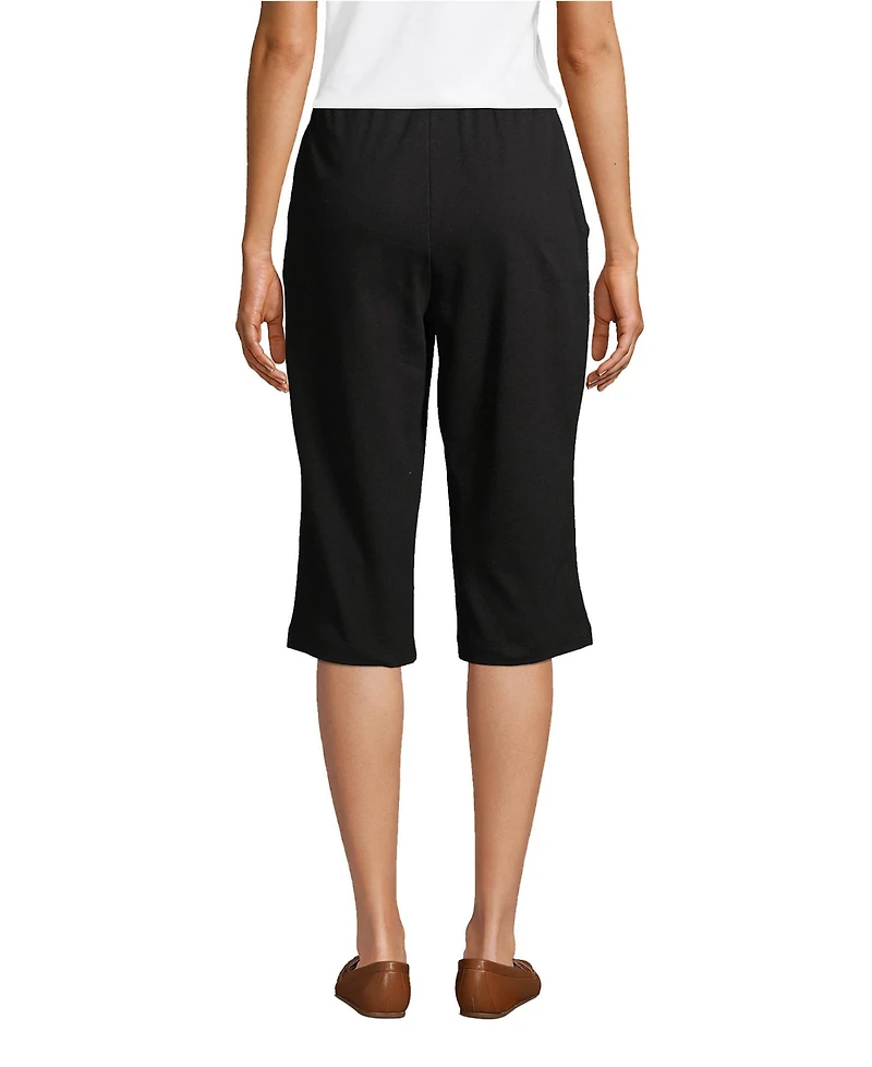 Lands' End Petite Sport Knit High Rise Elastic Waist Pull On Capri Pants