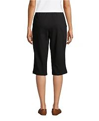 Lands' End Petite Sport Knit High Rise Elastic Waist Pull On Capri Pants