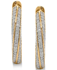 Diamond Twist Hoop Earrings (1/4 ct. t.w.) Sterling Silver, 14K Gold-Plated Silver or Rose