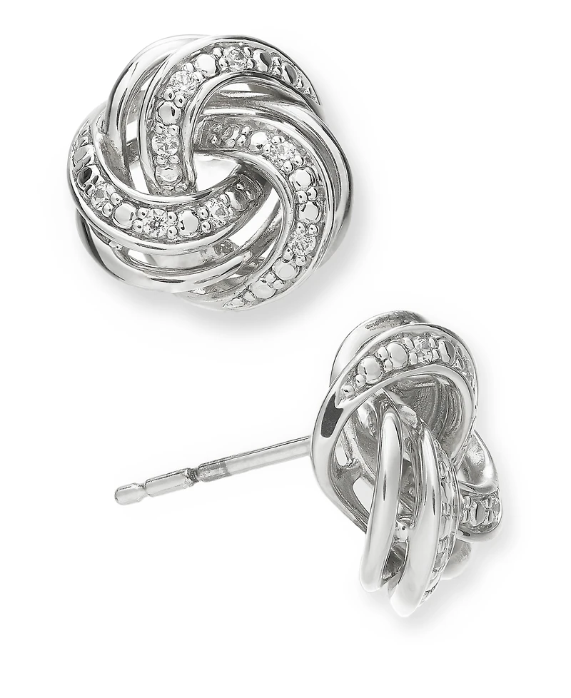 Diamond Love Knot Stud Earrings (1/10 ct. t.w.) in Sterling Silver