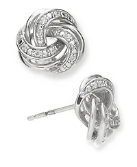 Diamond Love Knot Stud Earrings (1/10 ct. t.w.) in Sterling Silver