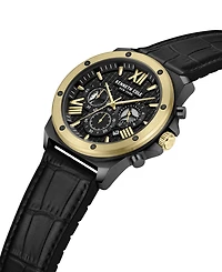 Kenneth Cole New York Men's Chronograph Dress Sport Black Genuine Leather Silicone Watch 45mm