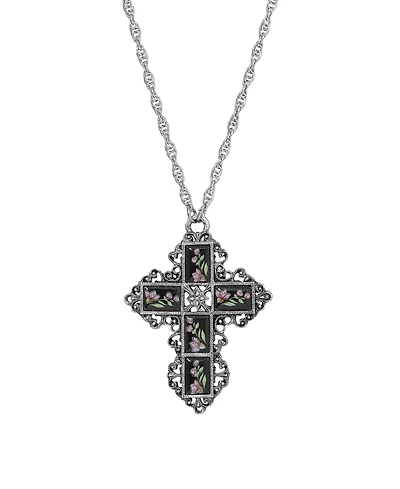 Symbols of Faith Enamel Cross Flower Necklace
