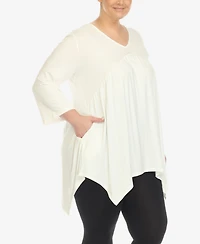 White Mark Plus Empire Cut V-neck Tunic Top