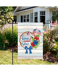 Home Sweet Home Patriotic Wreath Outdoor Garden Flag 12.5" x 18"