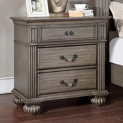 Simplie Fun 1 Piece Nightstand Only Traditional Solid Wood 3-Drawers Ball Bearing Metal Glides Brass