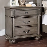 Simplie Fun 1 Piece Nightstand Only Traditional Solid Wood 3-Drawers Ball Bearing Metal Glides Brass