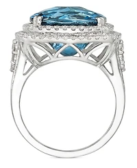 Effy London Blue Topaz (12-1/3 ct. t.w.) & Diamond (1-1/5 Halo Statement Ring 14k White Gold (Also available Gold)