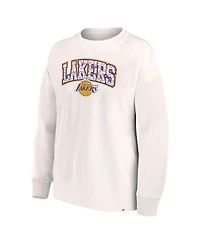 Women's Fanatics White Los Angeles Lakers Tonal Leopard Pullover Sweatshirt