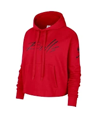 Women's Nike Red Chicago Bulls Split Flip Courtside Cropped Pullover Hoodie