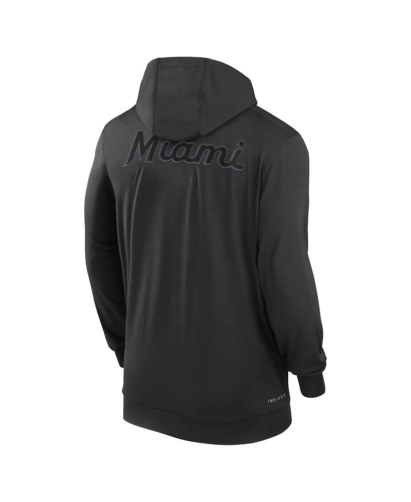 Men's Nike Black Miami Marlins Authentic Collection Travel Performance Full-Zip Hoodie