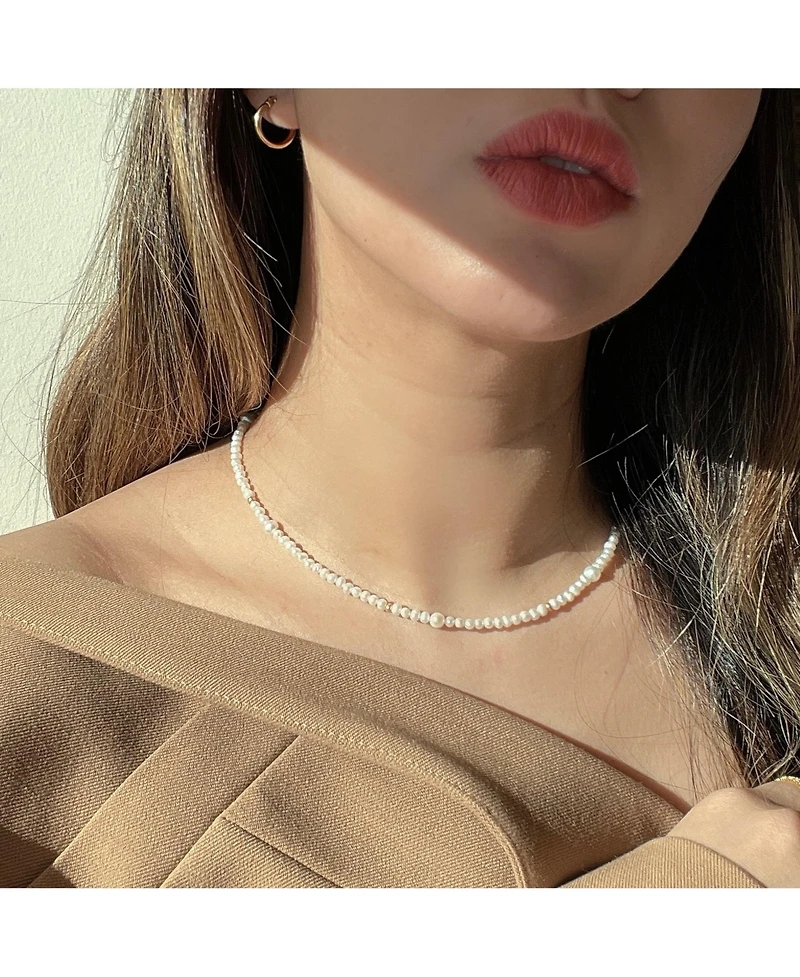 Joey Baby 18K Gold Plated Freshwater Pearls with Glass Gold Beads - Emili Necklace 17" For Women