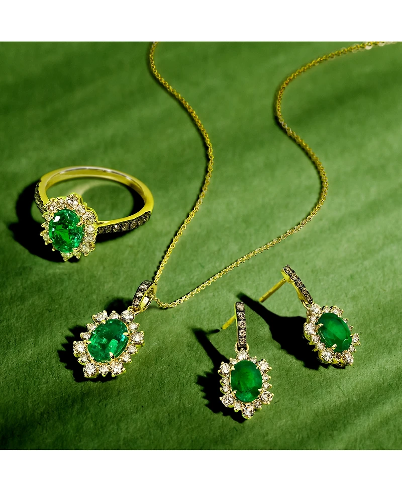 Le Vian Costa Smeralda Emeralds (1-1/3 ct. t.w.) & Diamond (3/4 ct. t.w.) Halo Drop Earrings in 14k Gold