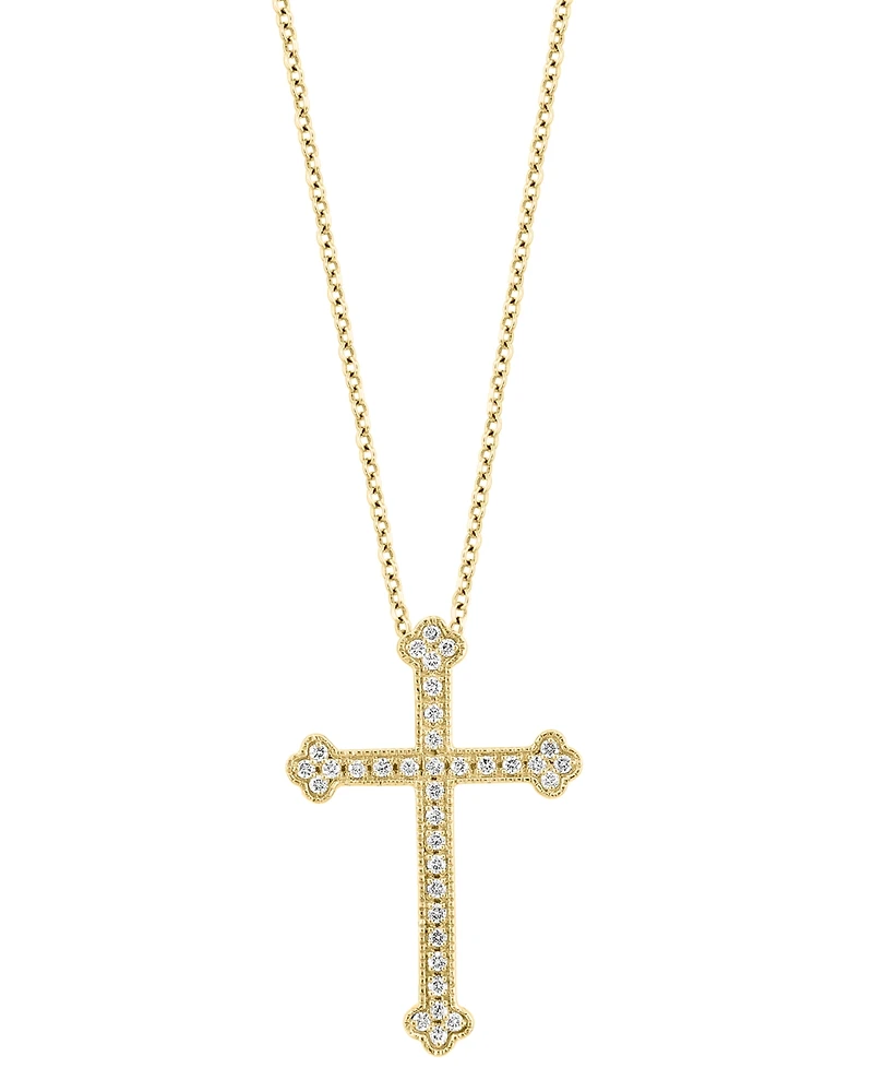 Effy Diamond Cross 18" Pendant Necklace (1/5 ct. t.w.) in 14k Gold