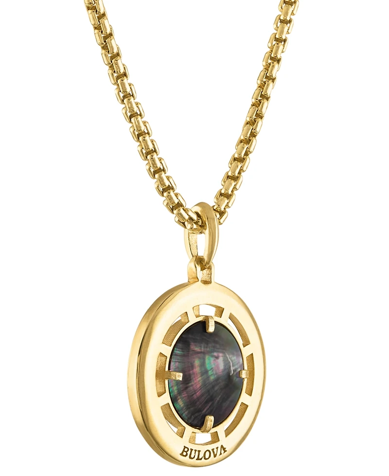 Bulova Men's Marine Star Diamond (1/20 ct. t.w.) Pendant Necklace in 14k Gold-Plated Sterling Silver, 24" + 2" extender