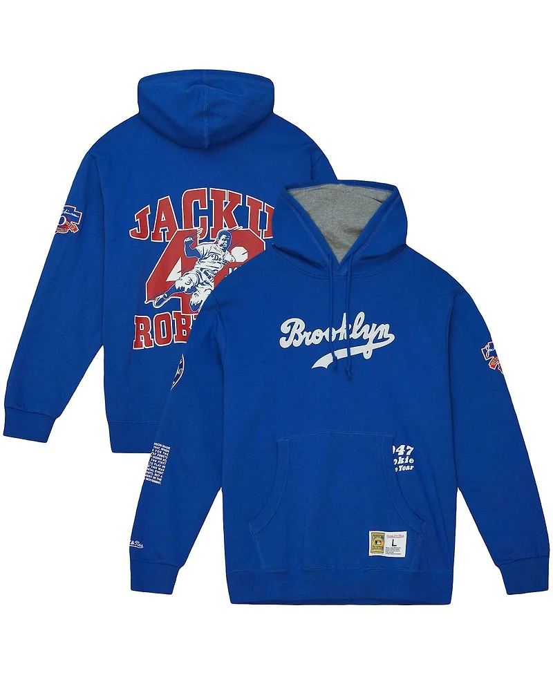 Men's Mitchell & Ness Jackie Robinson Royal Brooklyn Dodgers Cooperstown Collection Legends Fleece Pullover Hoodie