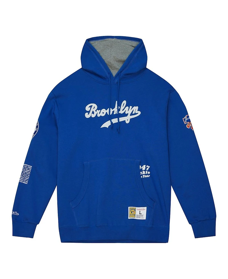 Men's Mitchell & Ness Jackie Robinson Royal Brooklyn Dodgers Cooperstown Collection Legends Fleece Pullover Hoodie