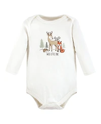Hudson Baby Boys Cotton Long-Sleeve Bodysuits, Forest Animals 3-Pack