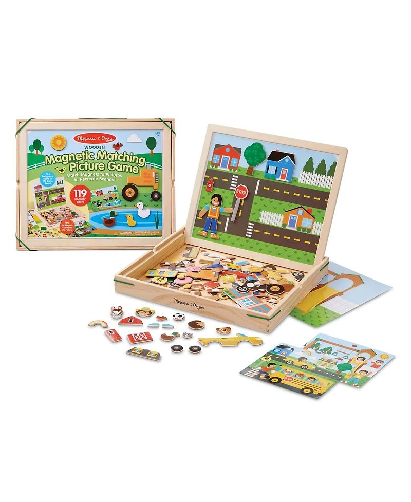Melissa & Doug Wooden Magnetic Matching Picture Game With 119 Magnets and Scene Cards