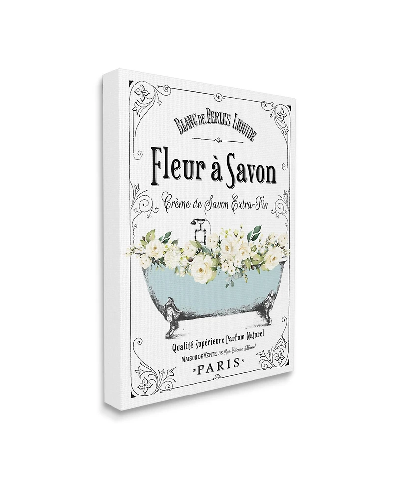 Stupell Industries Floral Parisian Bathroom Advertisement Canvas Wall Art, 16" x 1.5" x 20"