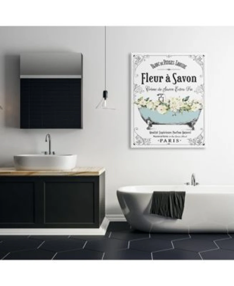 Stupell Industries Floral Parisian Bathroom Advertisement Wall Art Collection