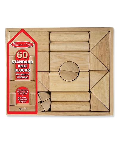 Melissa & Doug Standard Unit Solid-Wood Building Blocks With Wooden Storage Tray (60 pcs)