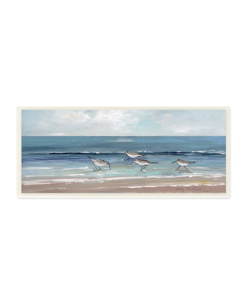 Stupell Industries Sandpipers Birds Cloudy Sky Wall Plaque Art, 7" x 17"