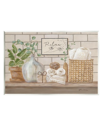 Stupell Industries Relax Uplifting Bathroom Scene Wall Plaque Art, 13" x 19"