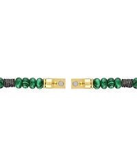 Bulova Men's Marine Star Malachite Beaded Bracelet in 14k Gold-Plated Sterling Silver