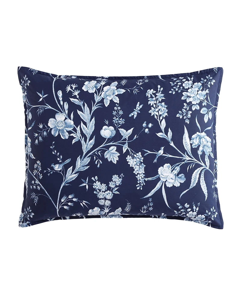 Laura Ashley Branch Toile Cotton Reversible 7 Piece Comforter Set