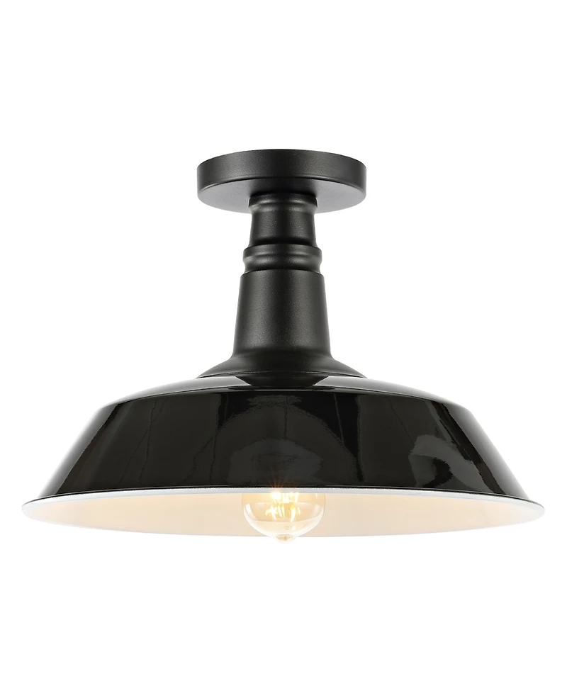 Camila 14" 1-Light Classic Industrial Indoor, Outdoor Iron Led Semi Flush Mount