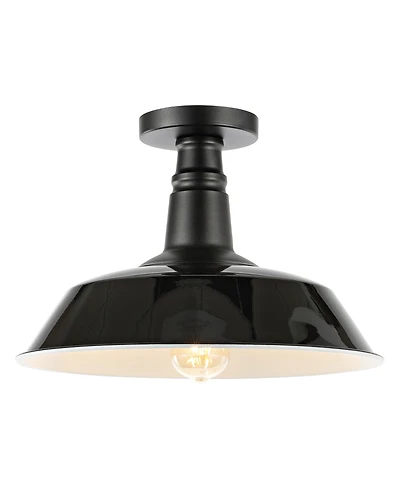 Camila 14" 1-Light Classic Industrial Indoor, Outdoor Iron Led Semi Flush Mount